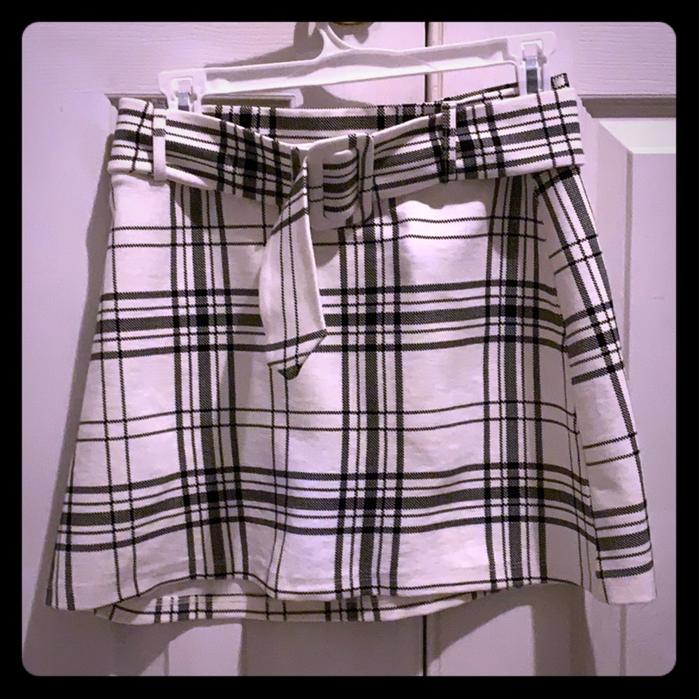Zara - White Plaid Skirt OBO